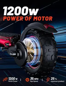 1200W Motor Electric Scooter Adults with Seat, 35 MPH Max Speed & 48V 18AH Big Battery Up to 33 Miles Range, 11" All-Terrain Tires and Dual Suspension & Double Braking System, Off Road E-Scooter