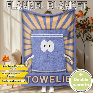 Soft Thickened Flannel Blanket with South Park Towelie Design, Warm and Cozy Throw for Sofa Bed Office Travel, Gift Idea