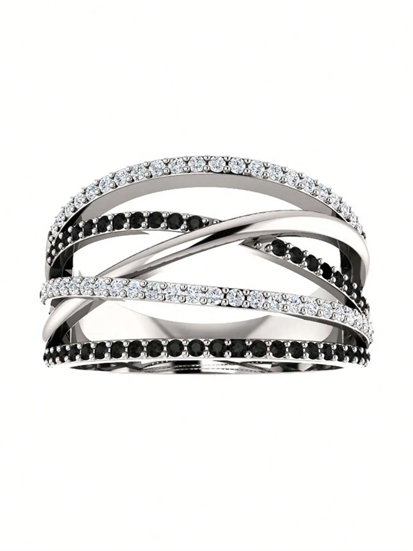 1 PC Fashion Cubic Zirconia Ring Interlocked Stackable Rings For Women For Valentine's Day Gift Wedding Anniversary Party Jewelry
