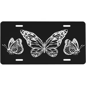 Three White Butterflies Front License Plate 6x12 – Beautiful Butterfly Aluminum Metal Car Vanity Tag Cover for Truck SUV with 4 Holes Gift for Men Women