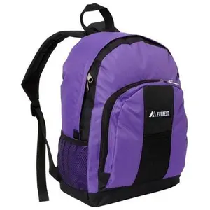 Everest BP2072-DPL-BK Backpack with Front & Side Pockets - Dark Purple-Black