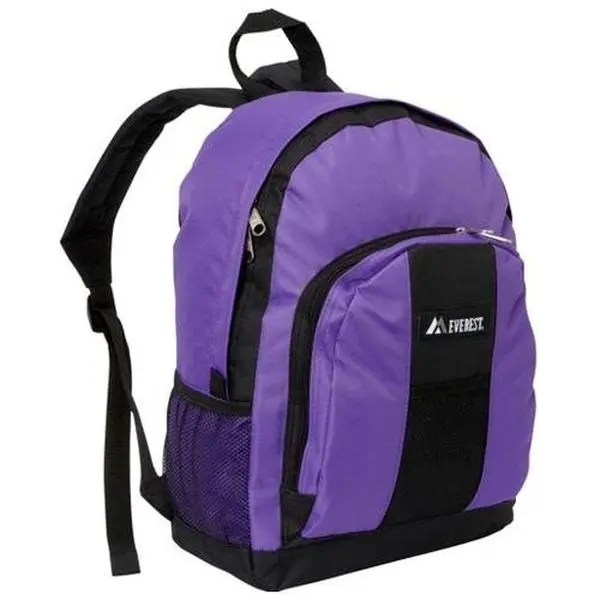 212 MAIN Everest BP2072-DPL-BK Colorblock Minimalist Casual Travel Backpack for Adults, EDC Gear with Streamlined Design, Multi-Compartment, Front & Side Pockets for Quick Access, Ideal for Campus Life - Dark Purple-Black