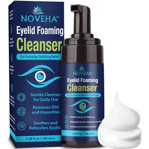 NOVEHA Eyelid Foaming Cleanser | Everyday Scrub for Soothing Relief | Refreshing Mild Eye Lid Wash to Remove Pollen, Dirt & Oil | Lash Shampoo & Makeup Remover to Support Healthy Eyes | 3.4oz