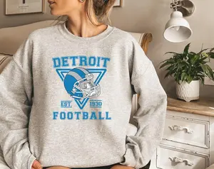 Detroit Football Sweatshirt, Lions Football Crewneck for Football Fan Fabric Fit Pullover