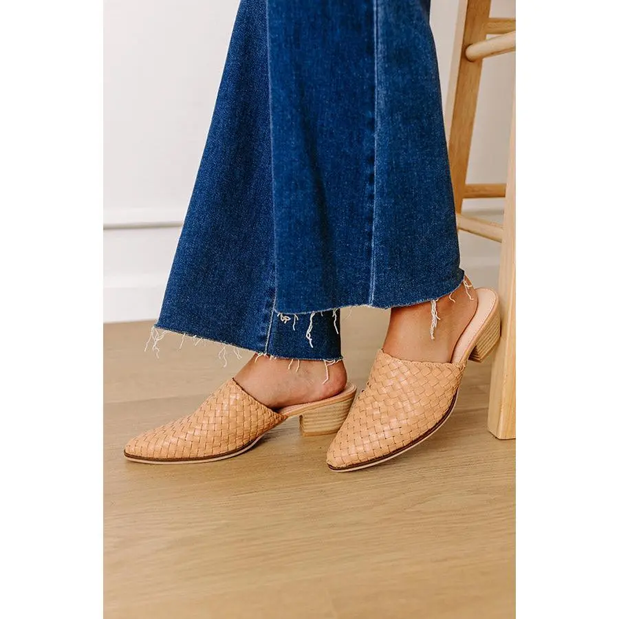 The Emilia Woven Leather Mule in Natural