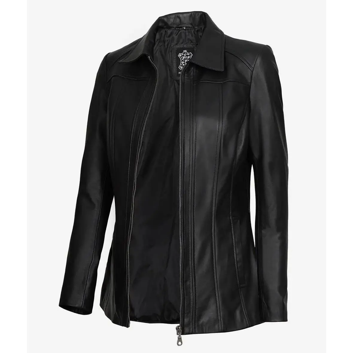 Womens Midnight Black Bomber Leather Jacket