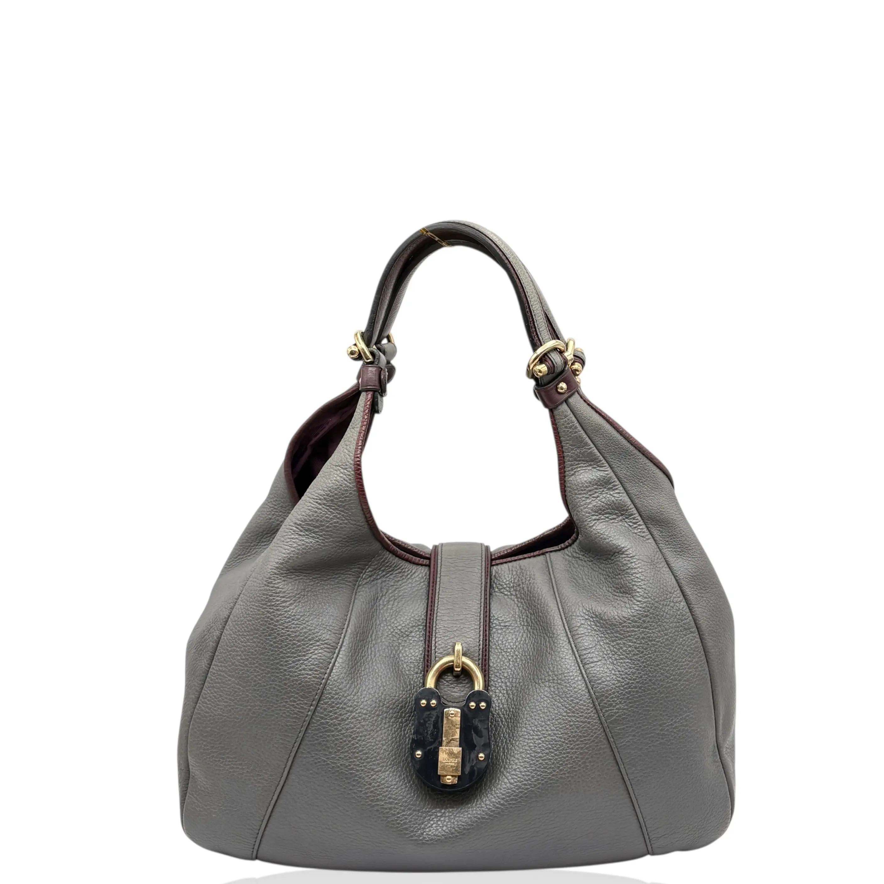 Pre-owned Loewe Leather tote bags Shopping Tote Soft Calfskin Dark Grey (kc030126b1)