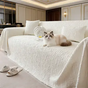 Classic Fashion Plain Woven Sofa Cover, Soft Comfortable Sofa Blanket, Anti-Slip, Wrinkle Resistant, Skin-Friendly