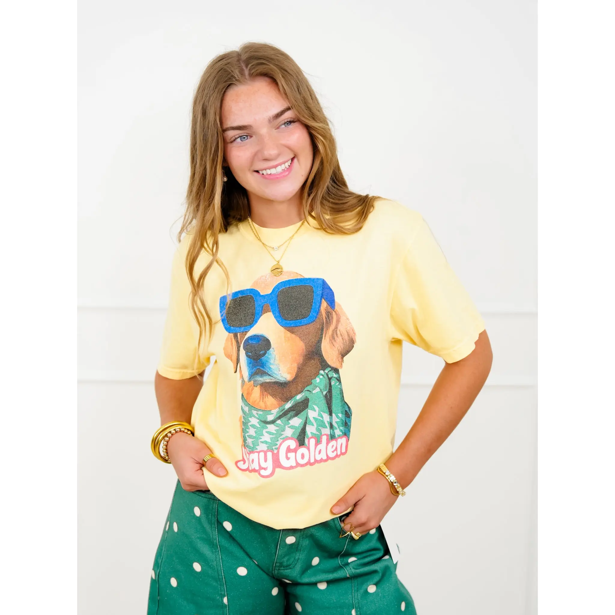 Plus/Reg Short Sleeve "Stay Golden" Graphic Tee