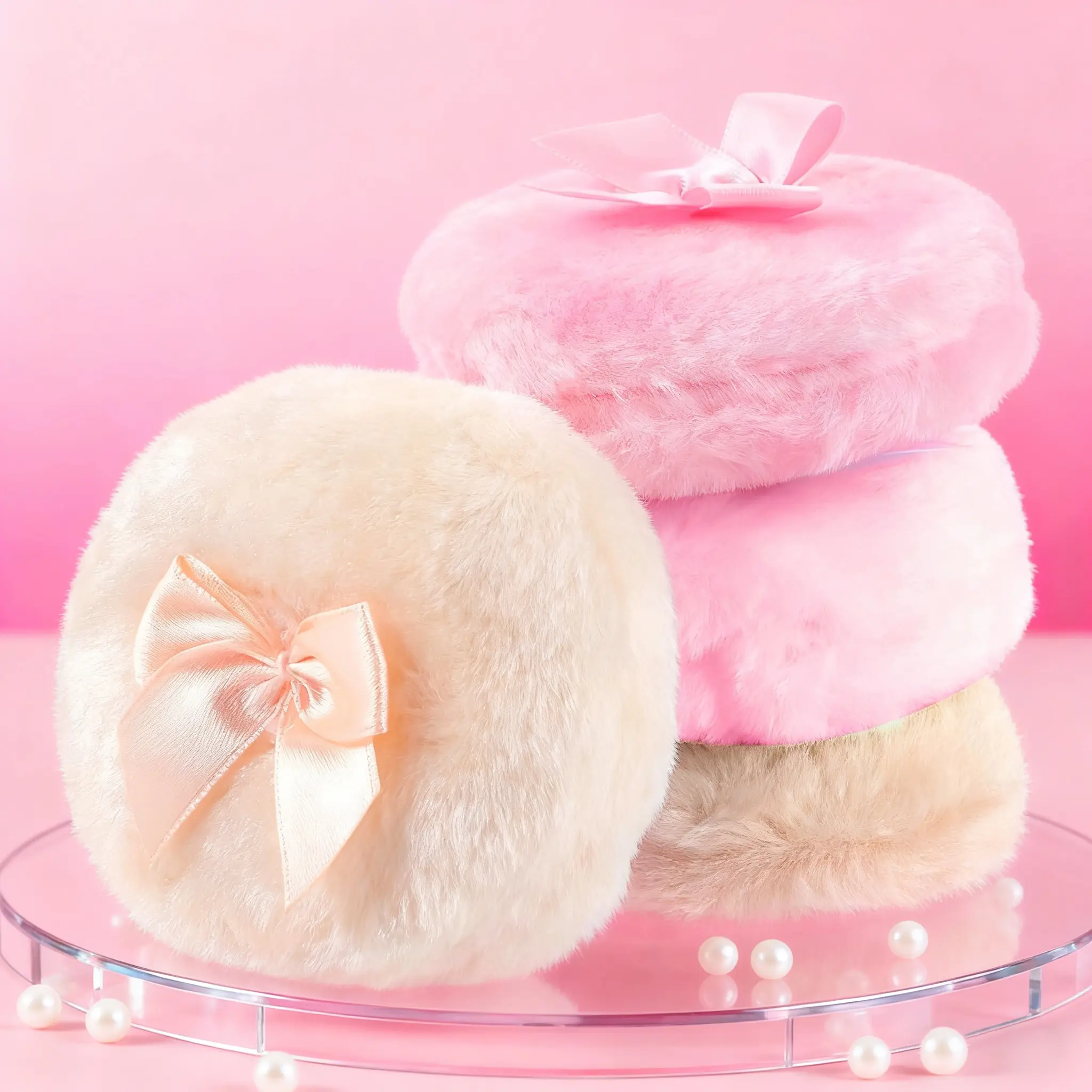 2 Pcs Large Fluffy Powder Puffs, 3.4 Inch Soft Body Powder Puff Washable Reusable Dusting Big Fluffy Puff for Wet Dry Makeup Face Body