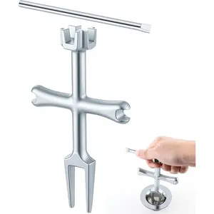 4 Sided Drain Strainer Wrench with Sliding Handle for Bath/Shower Sink Tool for Installing Removing Pop Up Plugs, Basket Drains and Closet Spuds