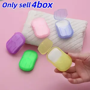 4 Boxes 80pcs Travel Disposable Soap Paper, Portable Lightweight Travel Soap Sheets with Storage Box, Outdoor Camping Hygiene Cleaning Supplies, Wash Soap