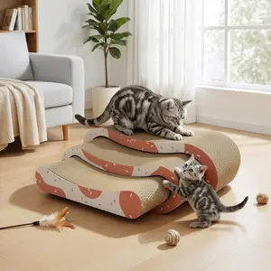 BOWHAUS 3 in 1 Cat Scratch Board, Cat Scratcher Lounger for Indoor Cat, Cardboard Cat Scratcher, Durable & Long-Lasting Infinity Cat Scratcher, Reversible Scratching Pads for Protecting Furniture