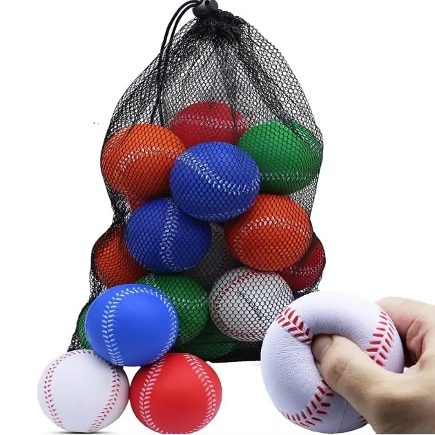 20 Pack Soft Foam Baseballs 2.8 Inch Practice Training Balls for Hitting Pitching Throwing Fielding with Mesh Carry Bag, Multicolor