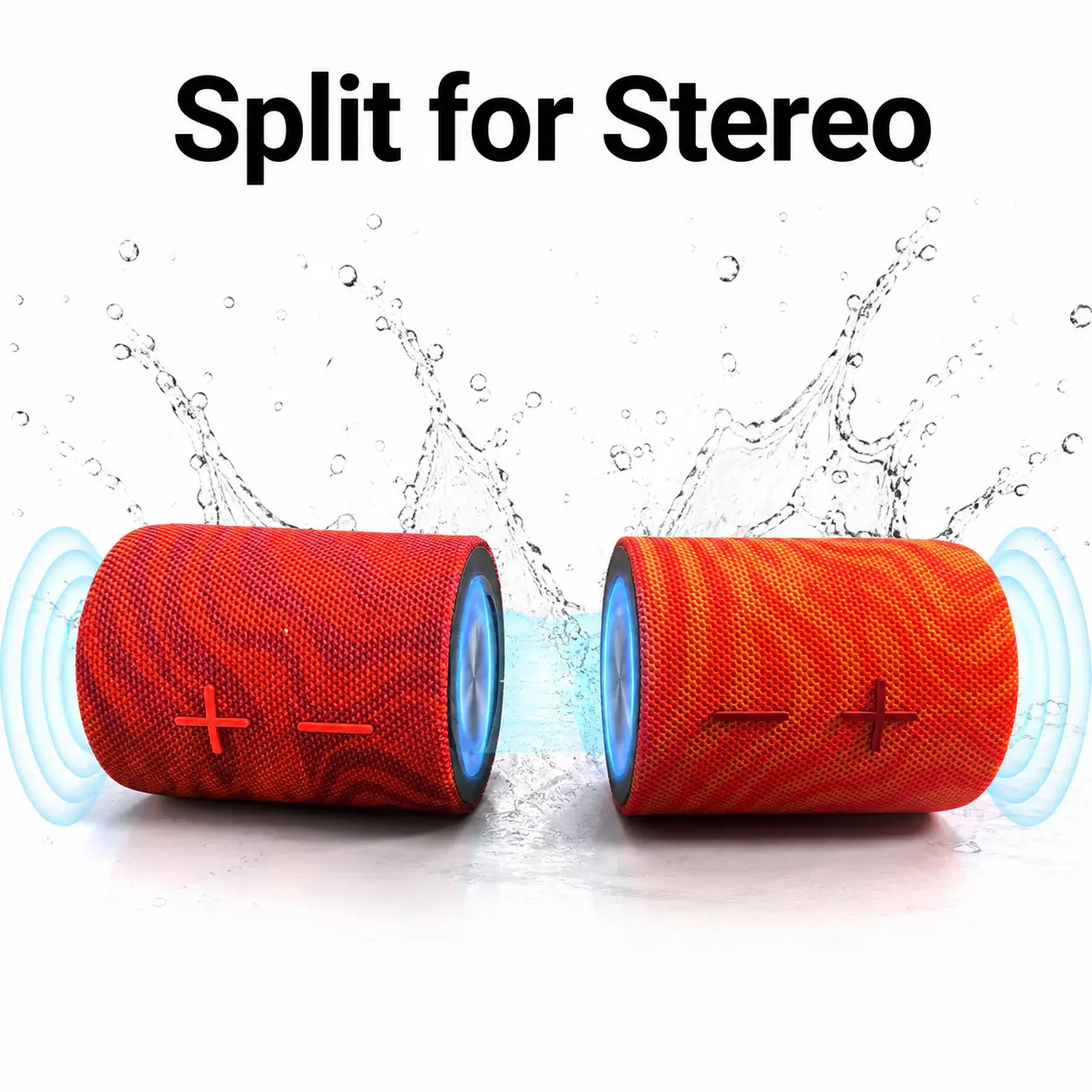 20W Wireless Speaker with Dual 10W Drivers, Modern Style Portable Bluetooth Split Speaker - Magnetic 2-in-1 Speaker, IPX5 Water Resistant, 12H Playtime, TWS Pairing, BT5.3, Stereo Subwoofer for Home Party, Outdoor Beach