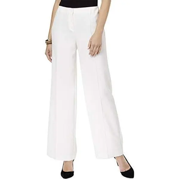 Alfani Wide Leg Pants Zip Front Cloud White 8