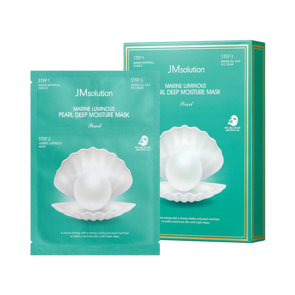 JMsolution Marine Luminous Pearl Deep Moisture 3 Step Skin Care Face Mask Korean Skincare for Dry Skin 10 Sheets Boosting Brightening Moisturizing Moisturizer
