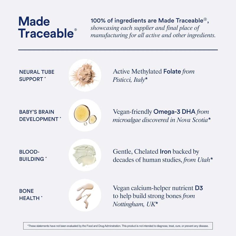 Ritual Essential for Women Prenatal Multivitamin: Folate & Choline for Neural Tube Support, Omega-3 DHA for Fetal Brain Development, Iron, Calcium-Helper D3 & K2, Non-GMO, Vegan, Citrus