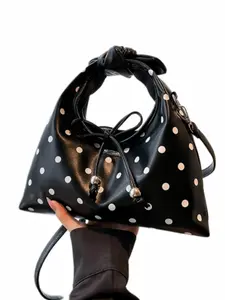 Fashion Retro Bow Polka Dot Bag, Large Capacity Tote Shoulder Bag, Trendy Women's Handbag, Crossbody Bag, Stylish Accessory