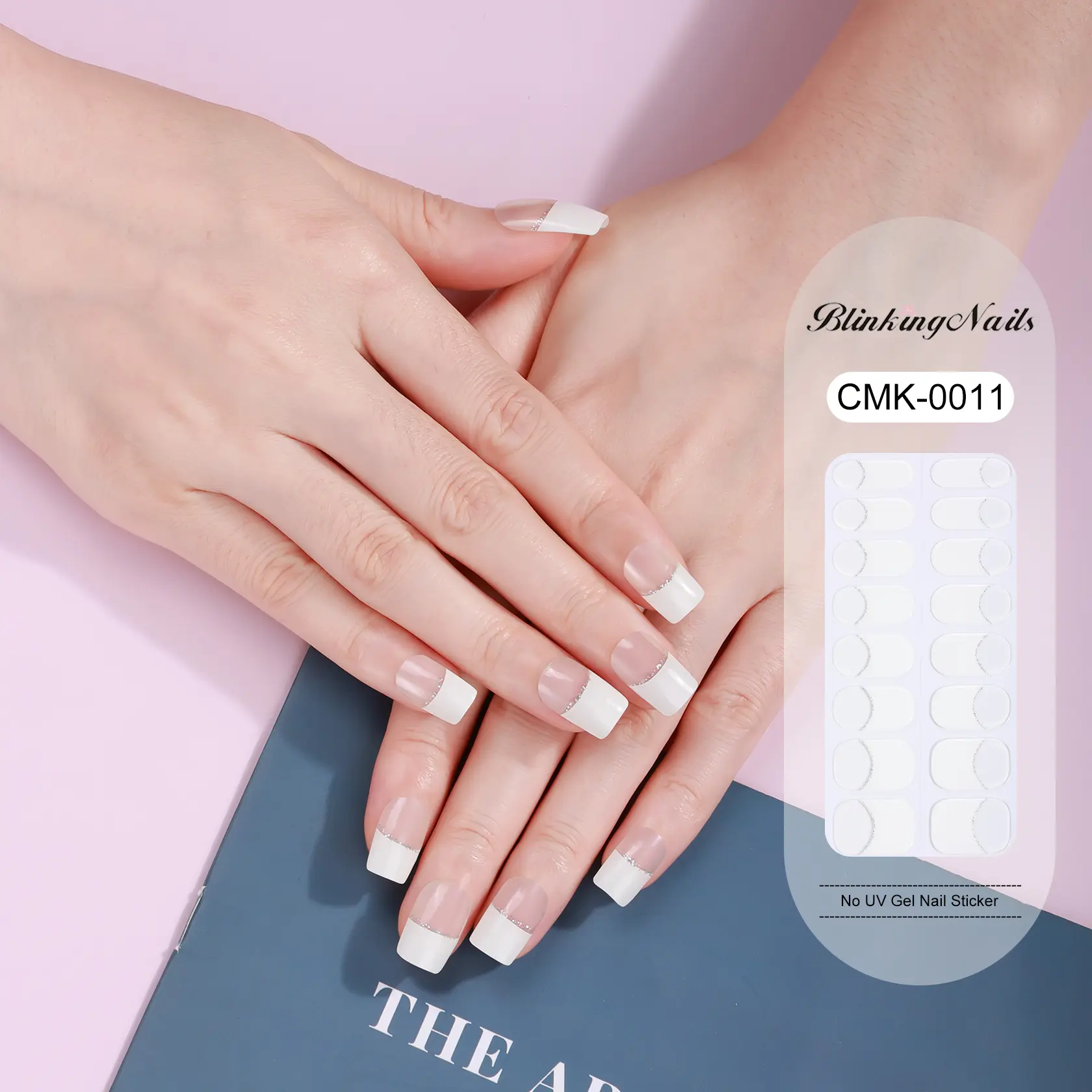 UV-Free Gel Nail Wraps, Press on Nail Gunn Sets 16Pcs Self-Adhesive Nail Art Stickers with 8 Sizes, Cuticle Stick & File, Long-Lasting Glossy Gradient Purple Finish, Easy Application Nail Polish Strips for Home DIY Manicure