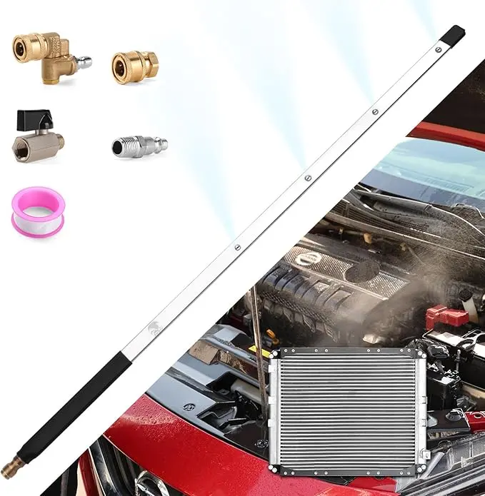 24" Dual-Use Hole Washer Radiator Cleaner Wand - Pressure Washer & Air Pump Flush Tool for Car/Truck Radiators