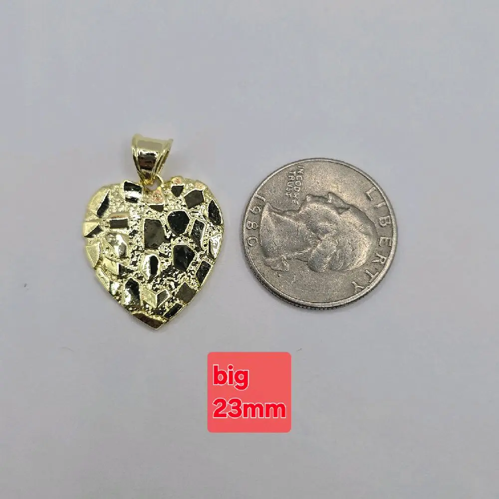 Gold-Plated Nugget  Heart Pendant 23mm Fashion New Style with No Chain Included