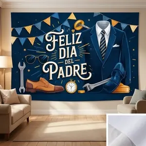 1 PC 2D Flat Banner Backdrop Father's Day Suit Tie Men's Accessories Photography Background for Party Decor