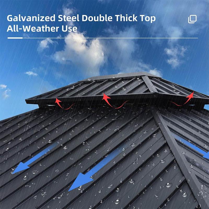 PURPLE LEAF 12' x 20' Hardtop Gazebo For Patio | Screen House Wood Grain Aluminum Solarium Canopy