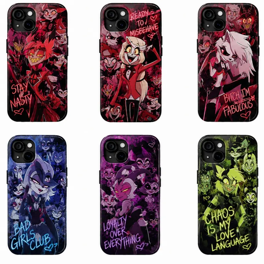 Custom Helluva Boss & Hazbin Hotel Phone Case – Tough Shockproof Protective Cover for iPhone & Samsung Galaxy, Durable Anime Design, Multiple Models Available