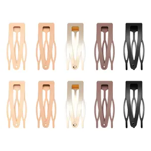 10 Pcs Double Grip Hair Clips, Metal Snap Hair Clips Hair Barrettes for Women Hair Making Salon Supplies Hair Accessories (Black, Brown, Beige, Khaki, Gold)