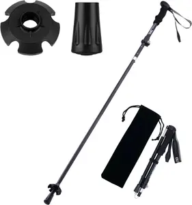 Gifts for Men Christmas Collapsible Pole, Ultralight 7075 Aluminum Hiking Stick for Women, Men & Seniors, 3-Section Foldable Walking Pole with Tungsten Steel Tip for Travel, Trails & Balance