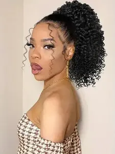 10 Inch Curly Drawstring Ponytail Extension, Synthetic Hair Extensions for Women, Gorgeous Fluffy Ponytail Hair Extensions for Daily Use, Synthetic Curly Wigs