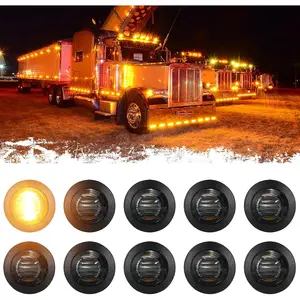 3/4" Round LED Side Marker Lights Clearance Turn Signal Indicators Bullet Grommet Light Waterproof for Trailer Truck Car Bus Van Pickup RV Wrangler ATV UTV (10pcs, Smoked Lens & Amber LED)