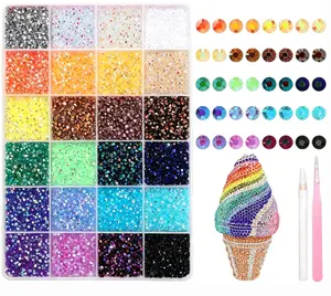 32000Pcs Rhinestones Bedazzling Kit with Tools, 3mm Color Resin Rhinestones for Bedazzling, Flatback Resin Gems for Crafts, Bedazzler Kit for Clothing Shoes DIY Face Makeup Tumblers
