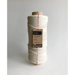 5mm Single Strand Macrame Cord 1 Ply Twisted Cotton Craft Rope - Natural Beige Fiber Art String