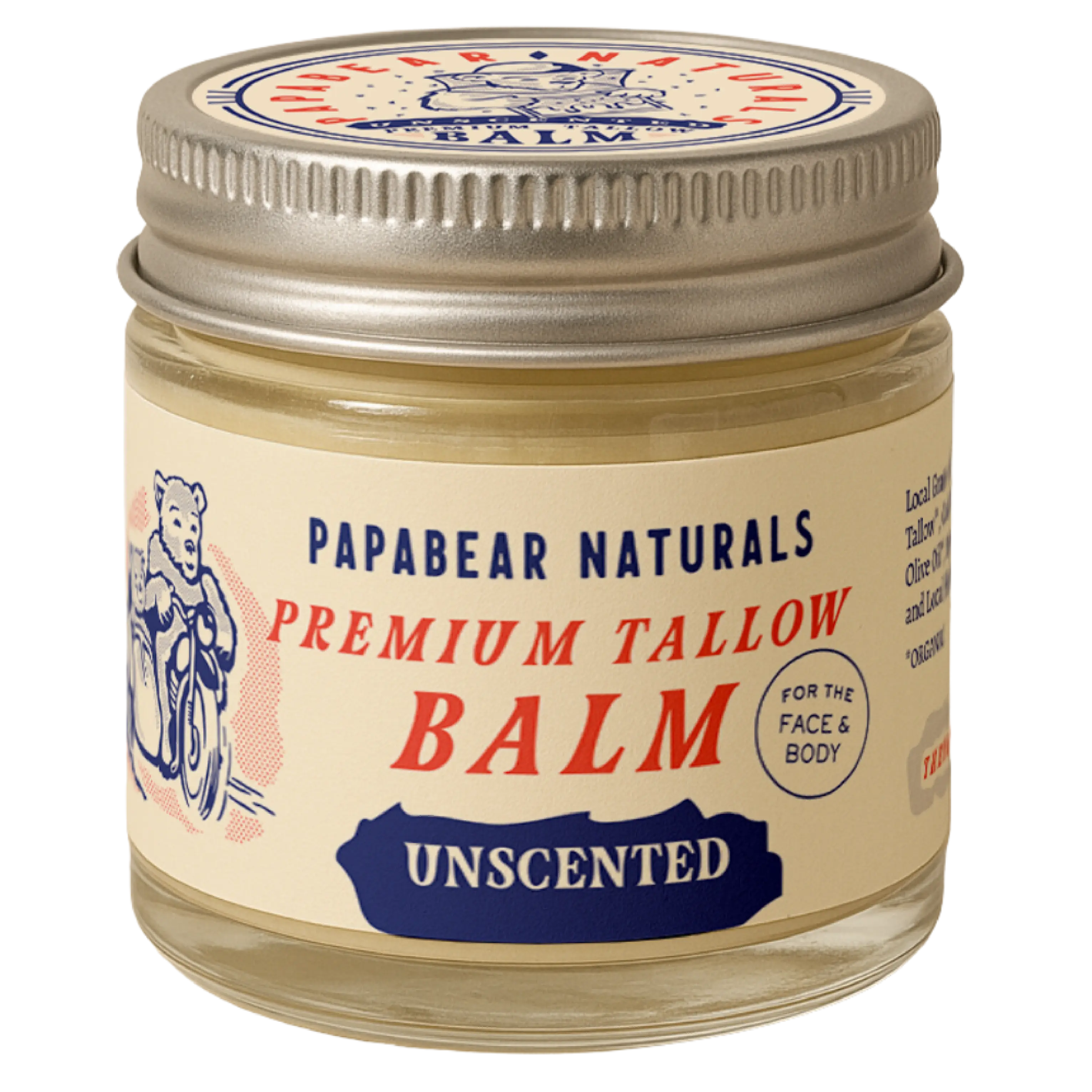Papare Bears Premium Tallow Balm - Organic Skincare for Face & Body - Made with Beeswax - Suitable for All Skin Types