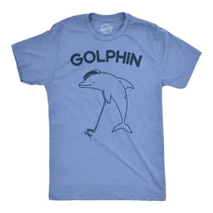 Mens Funny T Shirts Golphin Sarcastic Golfing Dolphin Graphic Novelty Tee for Men Mens Funny T Shirts Cool Vintage Fashion T-Shirt Gift Classic Menswear Golf Apparel for Men Funny Animal Short Sleeve Novelty Light Blue