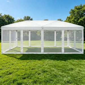 10x20 Pop Up Canopy with Sidewalls Wheeled Bag Easy Up Canopy Tent with Nettings, Screened in Gazebo for Camping Screened Canopy, 6 Mesh Panels 2 Doors 4 Net Sides outdoor patio furniture, Summer Vibes, Outdoor Fun