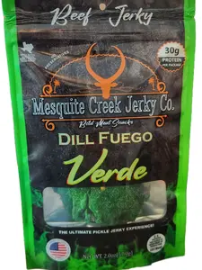 Mesquite Creek Jerky Co. Dill Fuego Verde Beef Jerky - Dill Pickle Cucumber Lime Habanero Spicy Dry Snack 30g Protein