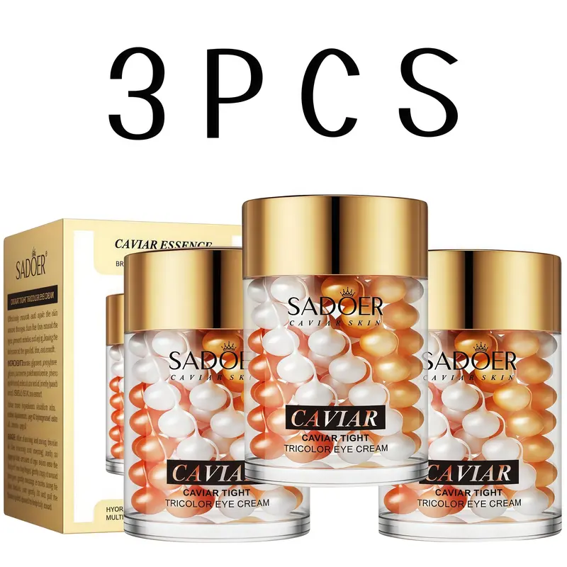 Women's Sadoer Caviar Extract Eye Cream 60g Regular Ed. - Korean Skin Products, Hydrate, Firm, Soothe, Anti-Ageing Tightener with Reusable Gel Eye Patches, Brightening Holiday Skin Care (24-Month Shelf Life)