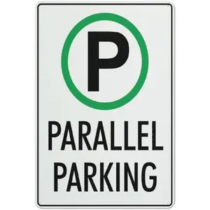Parallel Parking Sign 12 X 8 Inches Reflective Aluminum Metal Warning Signage With Symbol For Indoor Outdoor Use
