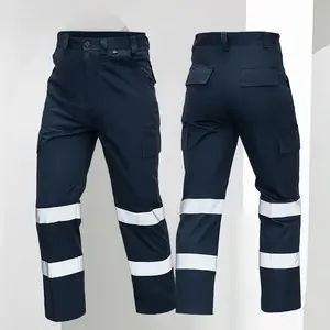 Men's Reflective Strip Construction Site Pants Loose Labor Protection Work Trousers Reflective Safety Equipment