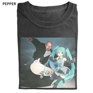 Breaking Bad and Hatsune Miku Unisex T-Shirt, Y2K Streetwear Tee - Vintage Graphic Tee – Unisex S-3XL – Menswear & Womenswear – Streetwear Tops – Casual Cotton Crewneck Shortsleeve T-shirt