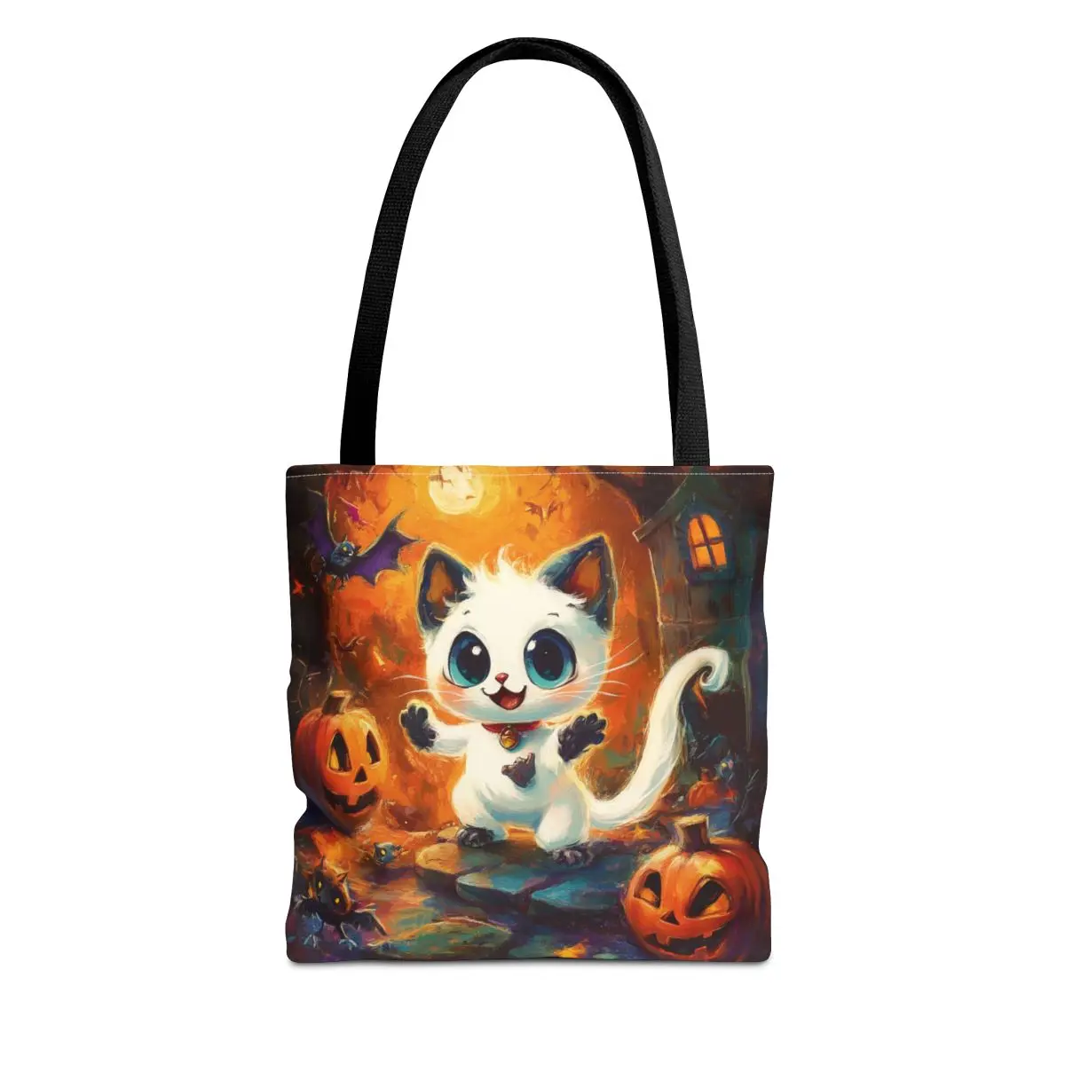 Halloween Ghost Kittens Tote Bag, Trick or Treat Bag, Halloween Gift, Cat Lover Gift, Reusable Grocery Bag, Spooky Kitty Tote