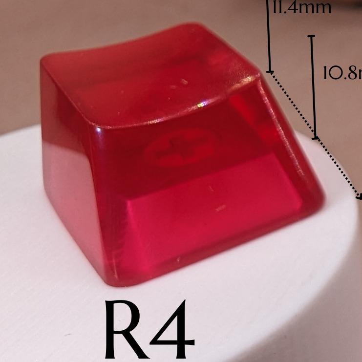 ResinKeyWorks Ruby Red Blank 1U Accent Keycaps, Transparent Hand Polished Resin OEM Caps with MX stems