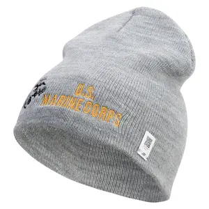 US Marine Corps Design Symbol Embroidered 8 Inch Short Beanie Made in USA