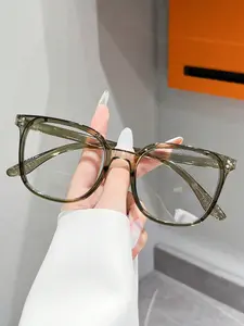 Women's Plastic Square Round Large Frame Fashion Eyeglasses, Trendy Frames, Trendy College Style, Bold Statement Glasses for Casual Wear, Parties, Photography