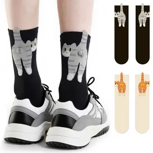 AMLANG Cute Cat Socks with Balls, Cotton Fun Crew Sock, Novelty Funny Animal Fun Crew Cats Sock Women, Cute Cat Socks for Women Girls Gift