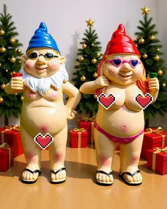 2 PCS Garden Gnomes, 4.7 Inch Outdoor Statues, Funny Garden Gnomes Decorations for Yard, Lawn, Patio, Unique Home Decor Gifts for Woman, Man, Easter, Halloween, Christmas, Housewarming