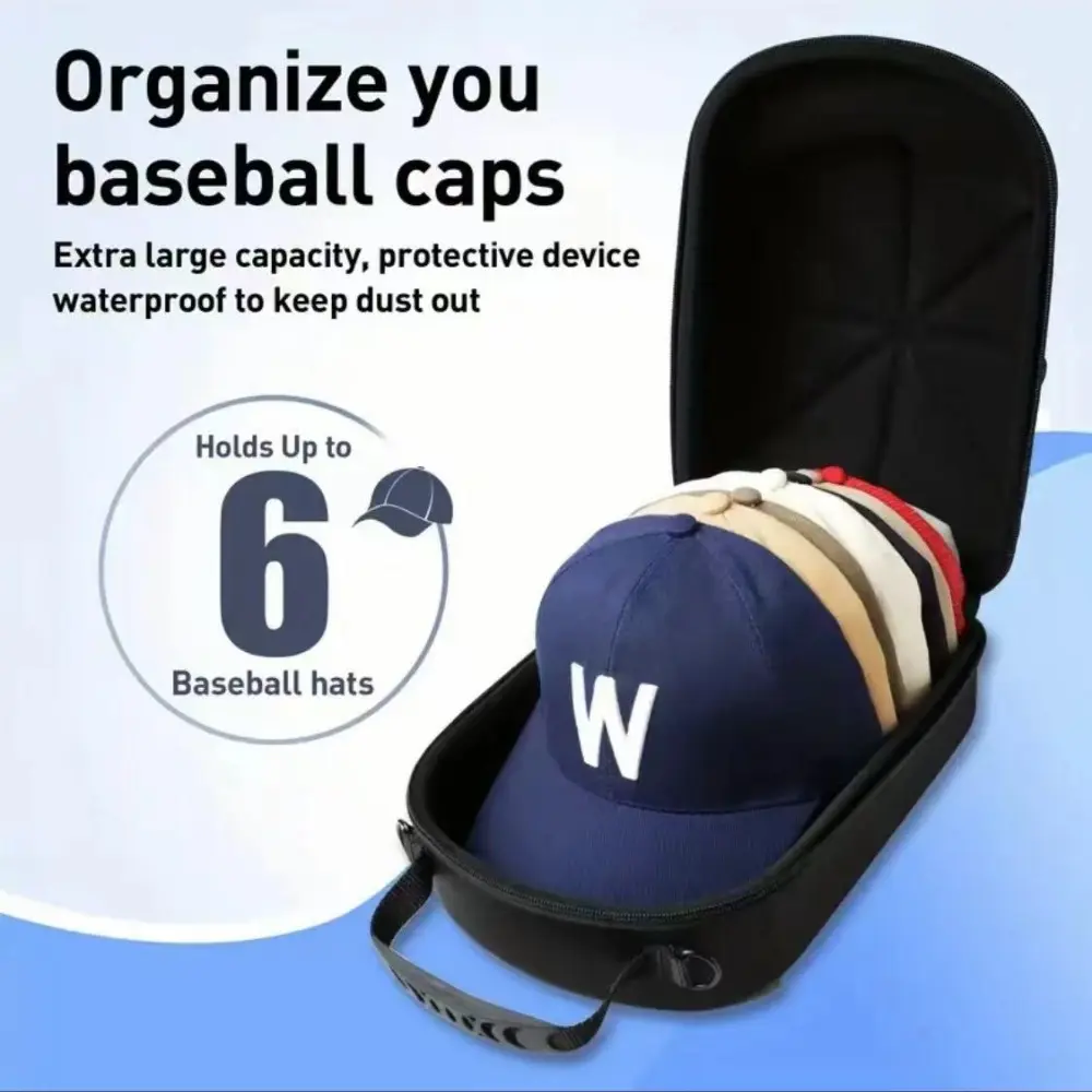 Hard Shell Hat Carrier Case - 6-Cap Waterproof EVA Crossbody Travel Organizer, Crush-Proof Compact Shape Lightweight Storage Bag (31.5cm×15.5cm×21cm) for Men, Organizing, Great Gift for Sports Fans, Cap Carrier, Cap Holder